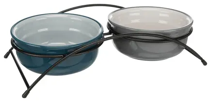 Миски Trixie Eat on Feet для собак, подвійні з металевою підставкою, керамічні, 15 см, 2х600 мл