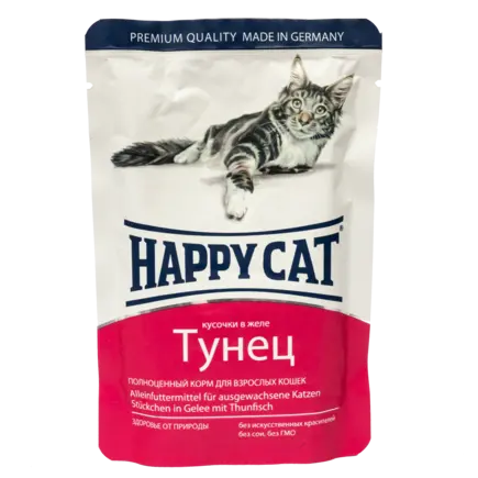 Вологий корм Happy Cat для котів у вигляді шматочків в желе з тунцем, 0,1 кг 1002309