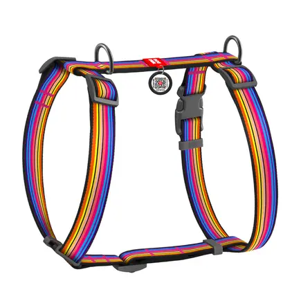 Шлея для собак анатомічна H-подібна WAUDOG Nylon з QR-паспортом, малюнок "Лінія 1", пластиковий фастекс, М, Ш 20 мм, А 40-70, В 50-80