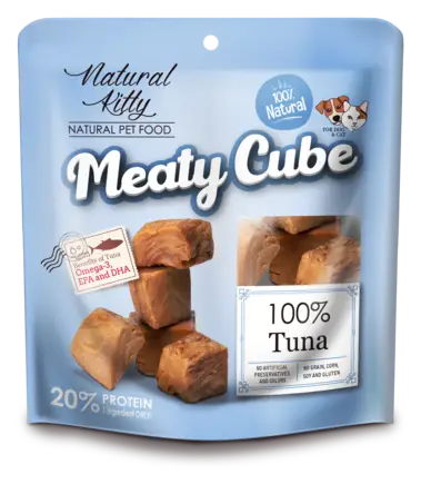 Natural Kitty Meaty Cube 100%Tuna Ласощі для котів та собак у вигляді кубиків, тунець 60г
