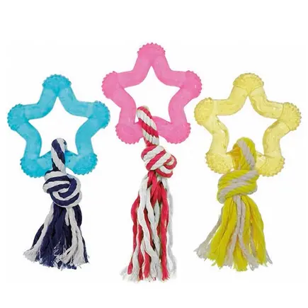 Flamingo Good4Fun Star With Rope ФЛАМІНГО ГУД ФО ФАН ЗІРКА З МОТУЗКОЮ іграшка для собак, TPR-гума 8 см
