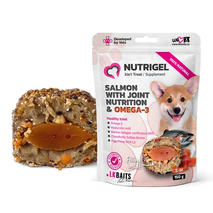 LK Baits Pet Nutrigel Salmon S-M Функціональні ласощі для собак для суглобів з лососем та Omega-3 (Ø 15 мм), 150 г