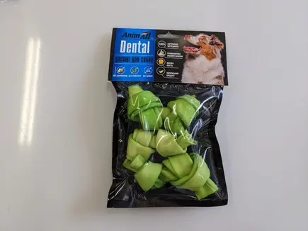 Ласощі AnimAll Dental кістка мюнхенська вузлова зі спіруліною, 8-9 см, для собак, 3 шт,