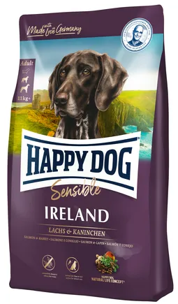 Сухий корм Happy Dog Sensible Irеland д/дорослих собак для нормалізації линьки та собак, що мають проблеми зі шкірою з кроликом та лососем, 4 кг,3537