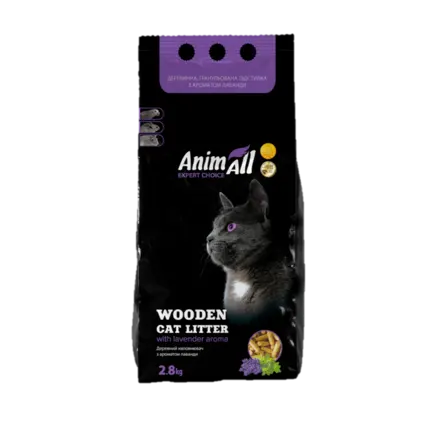 Деревний наповнювач AnimAll з ароматом лаванди, для котів, 2.8 кг