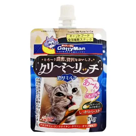 CattyMan Creamy Milk КЕТТІМЕН ВЕРШКОВЕ ПЮРЕ З МОЛОКОМ рідкі ласощі для котів 0,07 кг