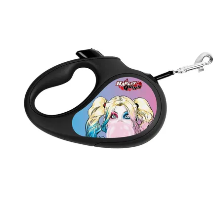 Повідець-рулетка для собак WAUDOG R-leash, малюнок "Харлі Квін", S, до 15 кг, 5 м, світловідбиваюча стрічка чорний