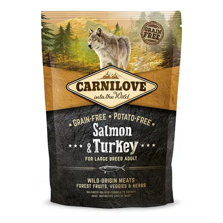 Сухий корм Carnilove Salmon & Turkey для дорослих собак великих порід, лосось та індичка, 1,5 кг