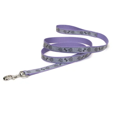 Coastal Lazer Brite Reflective Leash КОСТАЛ ЛАЗЕР БРАЙТ світловідбивний повідець для собак, 2.5смХ1.8м Лапа кістка фіолетовий