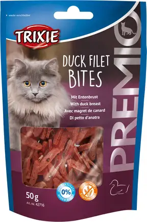 Ласощі Trixie Premio Duck Filet Bites для котів, з сушеного філе качки, 50 г