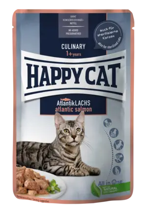 Вологий корм Happy Cat Culinary AtlantikLachs у вигляді шматочків в cоусі для котів з атлантичним лососем