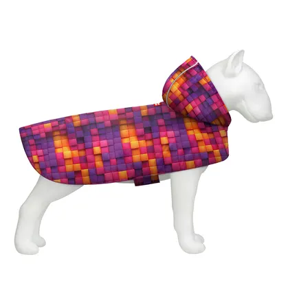 Дощовик-накидка з капюшоном для собак WAUDOG Clothes, малюнок "Куби 3Д",L, А 48-52 см, B 60-70 см, С 42-52 см