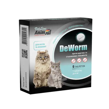Антигельмінтний препарат AnimAll VetLine DeWorm для кішок і кошенят