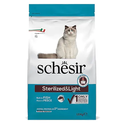 Schesir Cat Sterilized & Light ШЕЗІР СТЕРИЛІЗОВАНІ ЛАЙТ РИБА сухий монопротеїновий корм для стерилізованих котів, для котів схильних до повноти 1,5 кг