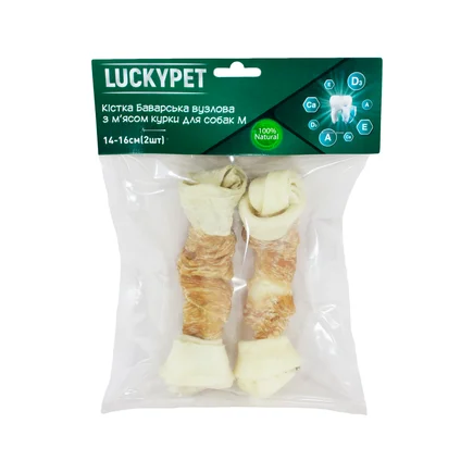 Кістка Баварська вузлова №3 M + м'ясо курки, 14-16 см, 2шт/уп, Lucky Pet