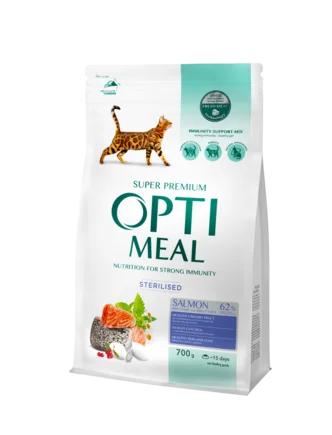 OPTIMEAL™. Сухий корм для стерилізованих кішок та кастрованих котів - лосось, 0,7 кг