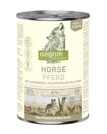 ISEGRIM Horse pure with Chokeberries, Champignons & Wild Herbs 400 г. Вологий корм для собак. Конина з горобиною