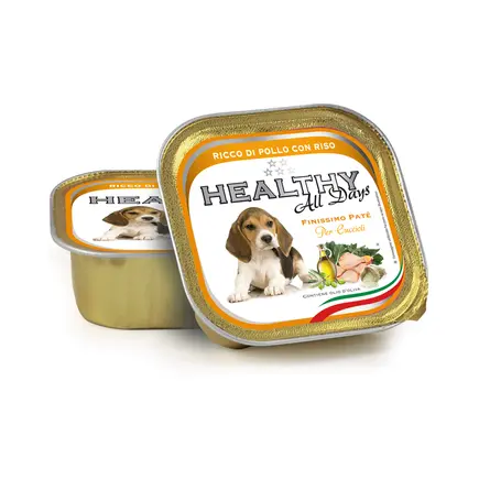 HEALTHY All days вологий корм для цуценят - паштет зі шматочками, з курятиною та рисом 150гр