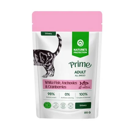 Nature's Protection Prime Urinary Adult Cats White Fish, Anchovies and Cranberries Вологий корм для котів для підтримки сечовидільної системи з білою рибою, анчоусами і журавлиною, 85 г