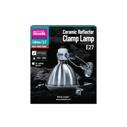 ARCADIA REFLECTOR CLAMP LAMP WITH CERAMIC HOLDER E27 14CM STAINLESS STEEL (R2100080) світильник для тераріума