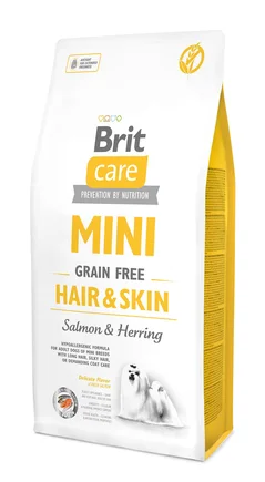 Сухий корм Brit Care GF Mini Hair & Skin для собак мініатюрних порід, для шкіри та шерсті, з лососем та оселедцем, 7 кг