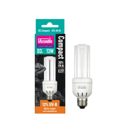 ARCADIA MINI TRIPLE U D3+ 12% SCREW IN COMPACT 13 WATT (R2100285) ультрафіолетова лампа для рептилій