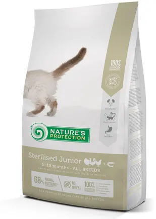 Сухий корм для зростаючих кошенят після стерилізації Nature's Protection Sterilised Junior Poultry with krill 2 kg