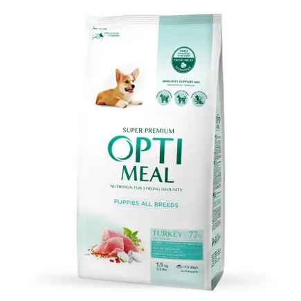 OPTIMEAL™. Повнораціонний сухий корм для цуценят усіх порід - індичка, 1,5 кг