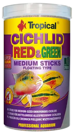 Сухий корм Tropical Cichlid Red & Green Medium Sticks для всіх цихлід, 360 г (палички)