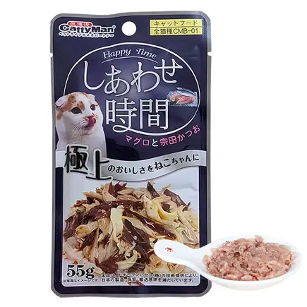 CattyMan Tuna Chicken Bonito КЕТТІМЕН ТУНЕЦЬ КУРКА ТА МАКРЕЛЛЬ в желе вологий корм, консерви для котів, пауч 55г 0,055 кг