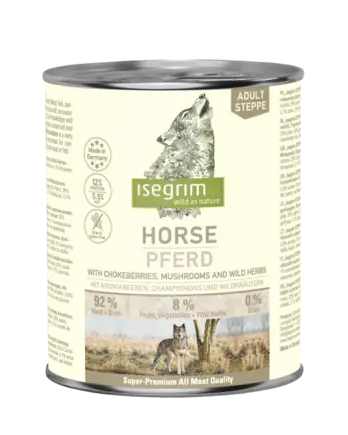ISEGRIM Horse pure with Chokeberries, Champignons & Wild Herbs 800 г. Вологий корм для собак. Конина з горобиною