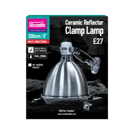 ARCADIA REFLECTOR CLAMP LAMP WITH CERAMIC HOLDER E27 20CM STAINLESS STEEL (R2100085) світильник для тераріума