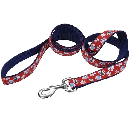 Coastal Pet Attire Ribbon КОСТАЛ РІББОН повідець для собак, 2.5смХ1.8м Червоний з лапками