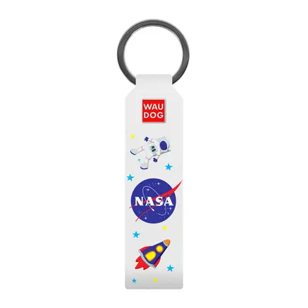 Брелок WAUDOG Design з малюнком "NASA", преміум шкіра (ширина 20мм, довжина 95мм) білий