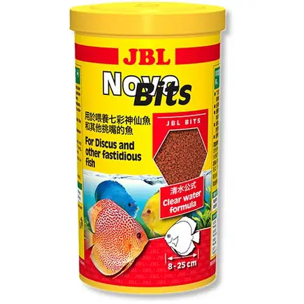 Корм преміум-класу JBL Novo Bits для вимогливих акваріумних риб, таких як дискуси, 1 л, з дозатором