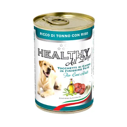 HEALTHY All days вологий корм для собак - паштет зі шматочками, з тунцем та рисом 400гр