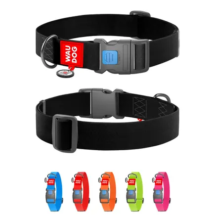 Нашийник для собак водостійкий WAUDOG Waterproof з QR паспортом, пластиковий фастекс, XXL, Ш 40 мм, Дов 46-70 см, чорний