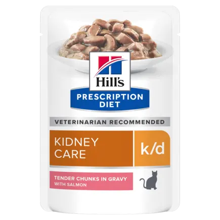 Hill’s Prescription Diet k/d Вологий корм для котів підтримка функції нирок, з лососем, пауч, 85 г