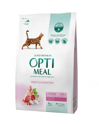 OPTIMEAL сухий корм для котів з чутливим травленням - ягня 4 кг