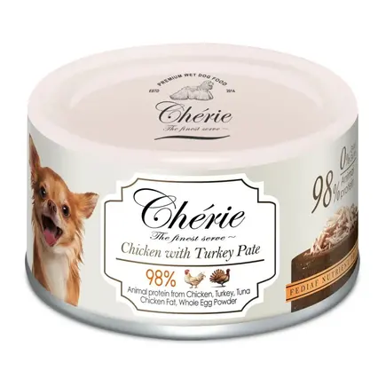 Вологий корм для собак Cherie Dog Chicken with Turkey Pate паштет з куркою та індичкою, 80 г