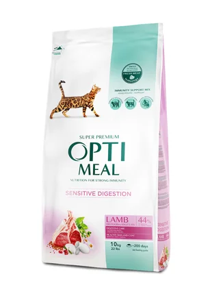 OPTIMEAL™. Повнораціонний сухий корм для дорослих котів з чутливим травленням - ягня, 10 кг
