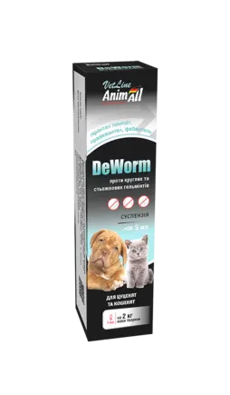 Суспензія AnimAll VetLine DeWorm антигельмінтний препарат для цуценят та кошенят, 5 мл