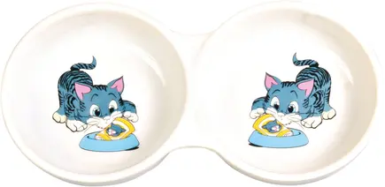 Миска Trixie для котів, подвійна, керамічна, 11 см, 150 мл