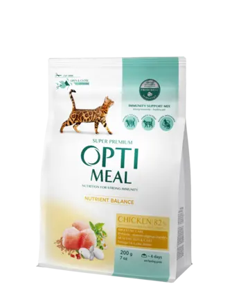 OPTIMEAL™. Повнораціонний сухий корм для кошенят - курка, 0,2 кг