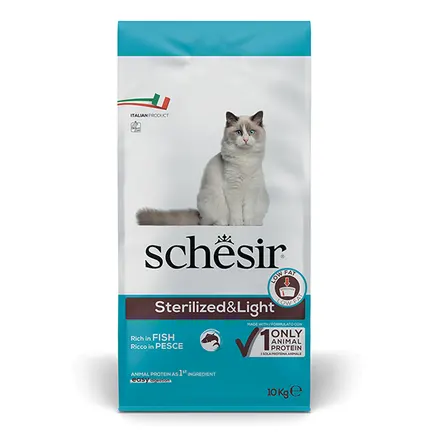 Schesir Cat Sterilized & Light ШЕЗІР СТЕРИЛІЗОВАНІ ЛАЙТ РИБА сухий монопротеїновий корм для стерилізованих котів, для котів схильних до повноти 10 кг