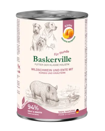 Baskerville HF Holistic Wildschwein und Ente Mit Kurbis. Кабан і качка з гарбузом для собак, 400 г