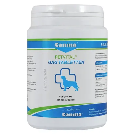 Вітаміни Canina Petvital GAG для собак, глюкозамін з екстрактом мідій, для суглобів та тканин, 180 г (180 табл)