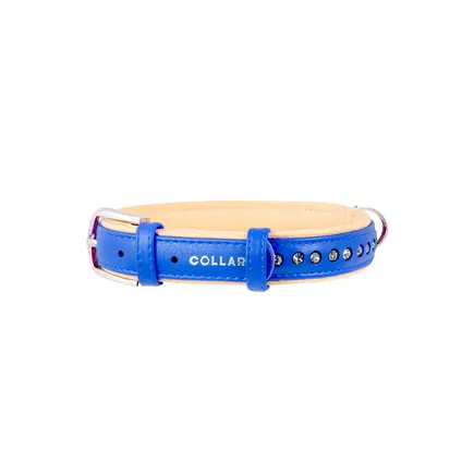 Нашийник "CoLLaR brilliance" зі стразами великими (ширина 25мм, довжина 38-49см) синій