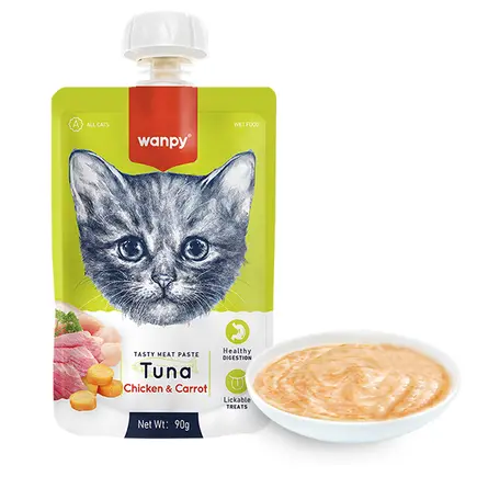 Wanpy Tuna Chicken & Carrot ВАНПІ КРЕМ-ПЮРЕ ТУНЕЦЬ І КУРКА З МОРКВОЮ рідкий корм для котів 0,09 кг