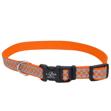 Coastal Lazer Brite Reflective Collar КОСТАЛ ЛАЗЕР БРАЙТ світловідбивний нашийник для собак, 1.6х30-46см Помаранчеві точки
